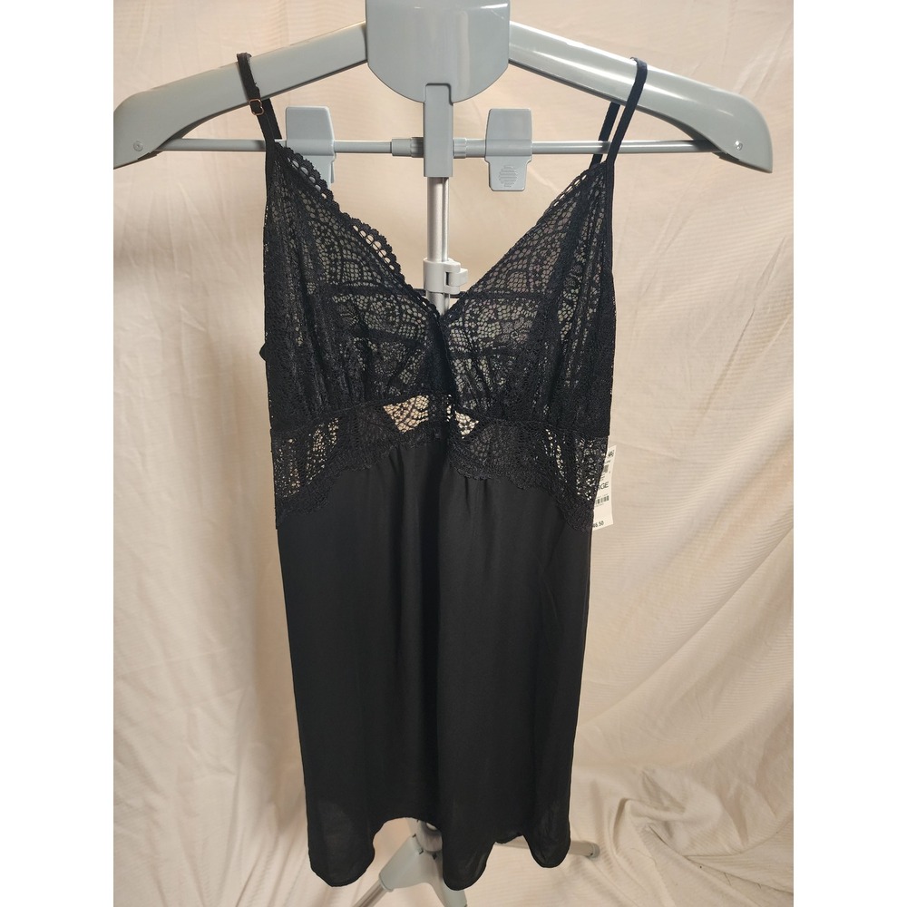 NWT INC International Concepts Black Lace Trim Slip Dress XL
